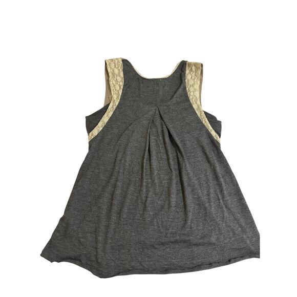 Tiny Sequin & Lace Mixed Media Tank Top Gray Beige – Size M - Picture 4 of 8
